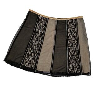 Free People lined black lace panel mini skirt 12